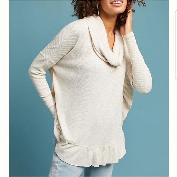 Anthropologie Postmark Orley Ruffle Cowl Neck Sweater, Size XS/S - Picture 1 of 12